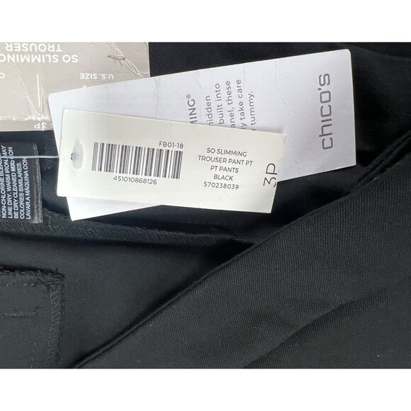 Chicos Womens So Slimming Black Trousers Mid-Rise Straight Fit Size 16P 3P - Picture 6 of 12
